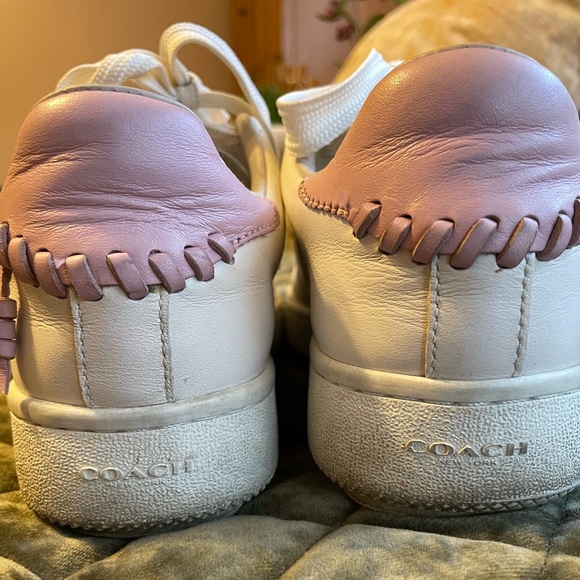 COACH Signature Leather White/Pink Sneakers - Picture 9 of 9